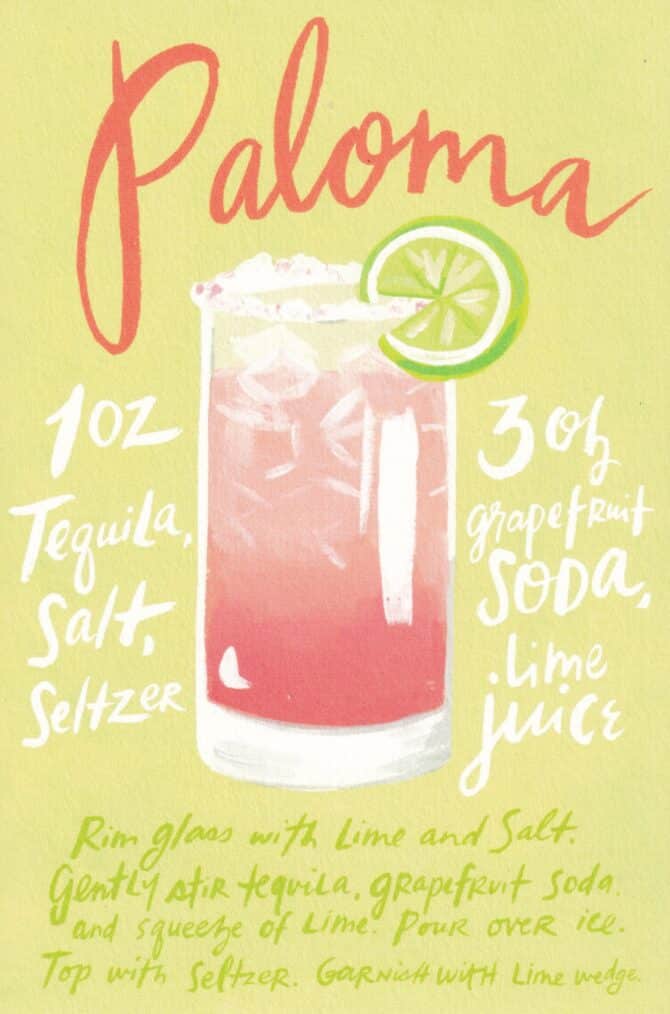 Paloma Grapefruit Cocktail Drink Recipe Card Postcard