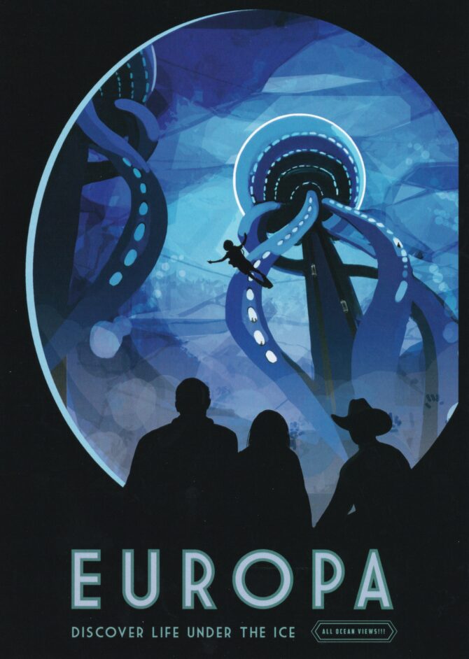 Futuristic NASA Travel to Europa Postcard