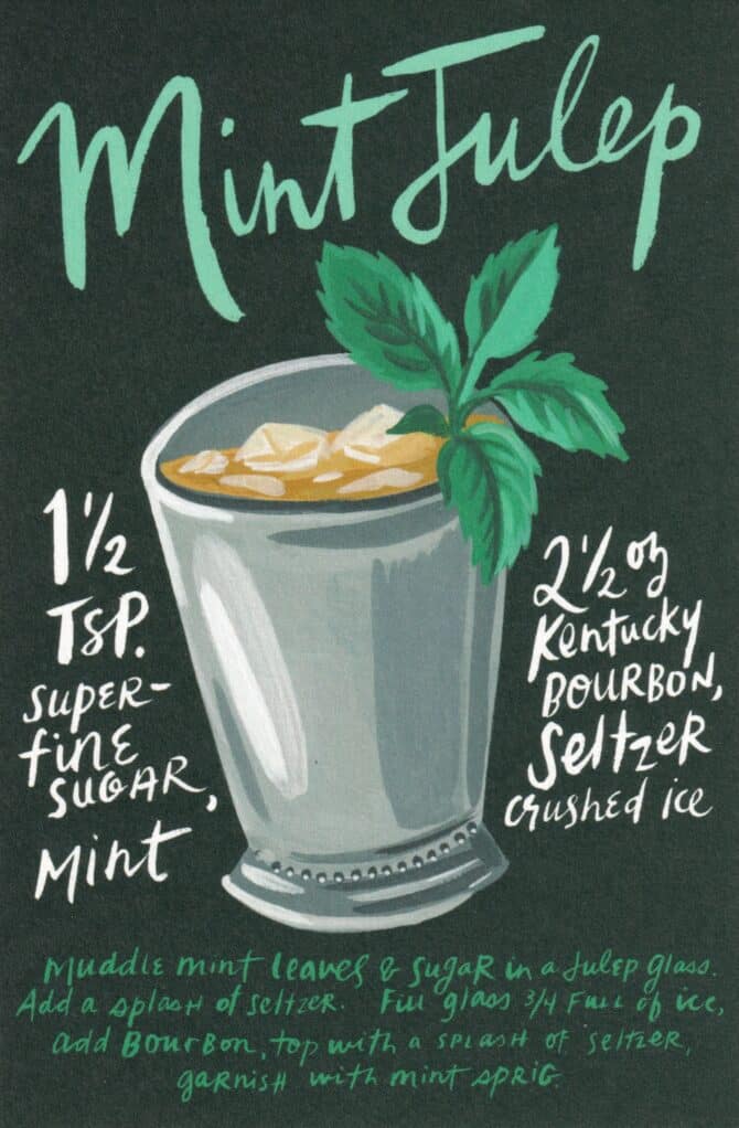 Mint Julep Classic Cocktail Drink Recipe Card Postcard