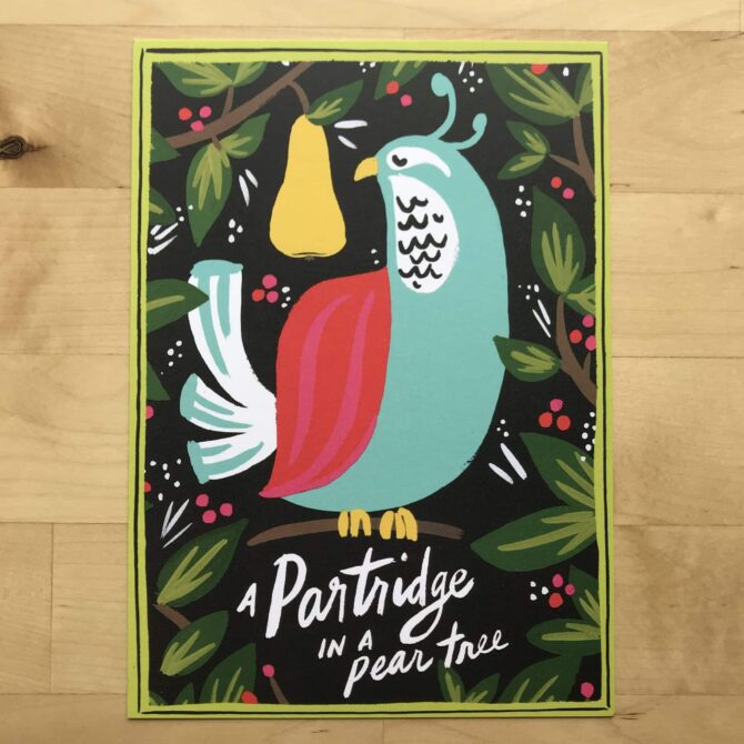 A Partridge in a Pear Tree Christmas Holiday Oversized Postcard