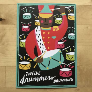 Twelve Drummers Drumming Christmas Holiday Oversized Postcard