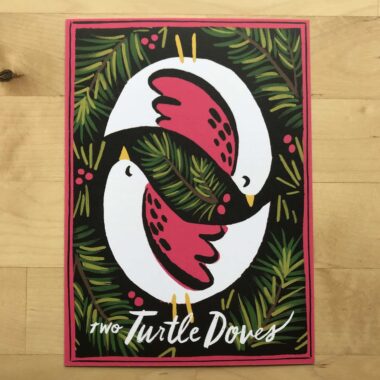 Two Turtle Doves Christmas Holiday Oversized Postcard