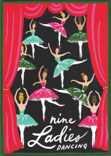Nine Ladies Dancing Christmas Holiday Oversized Postcard