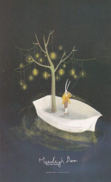 Tree Boat Glow-in-the-Dark Moonlight Baron Postcard