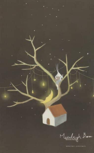 Roof Tree House Glow-in-the-Dark Moonlight Baron Postcard