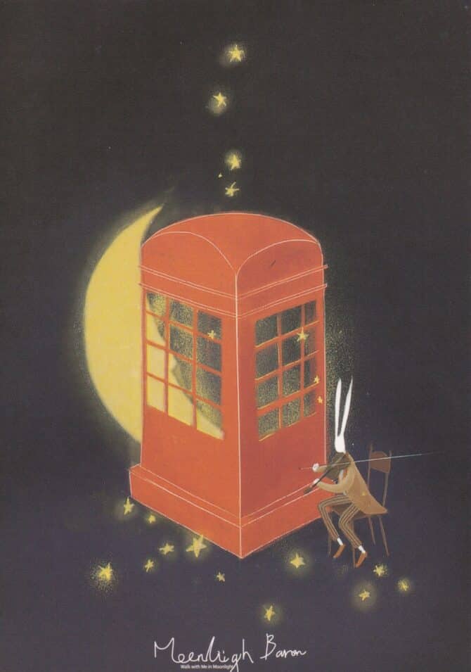 Telephone Box Glow-in-the-Dark Moonlight Baron Postcard