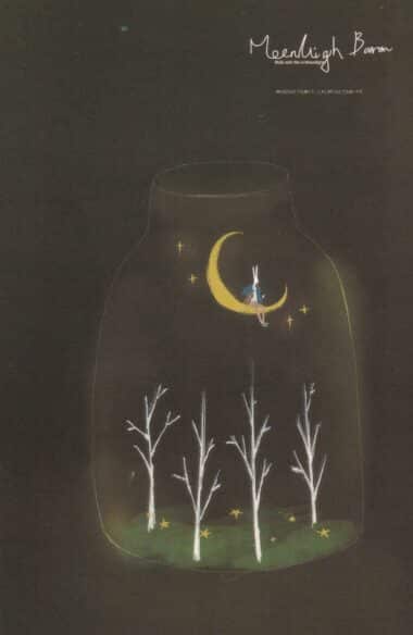 Treejar with Rabbit & Crescent Moon Glow-in-the-Dark Moonlight Baron Postcard