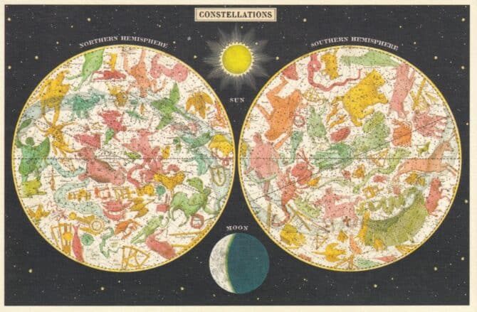 Constellations by Hemisphere Postcard