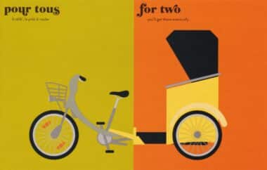 Paris vs. New York City Bicycle Postcard
