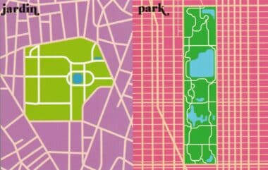 Paris vs. New York City Park Postcard