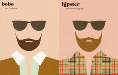 Paris vs. New York City Hipster Postcard