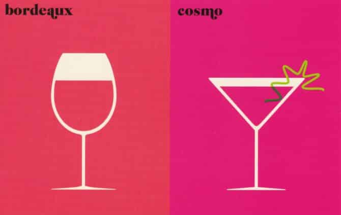 Paris vs. New York City Booze Postcard