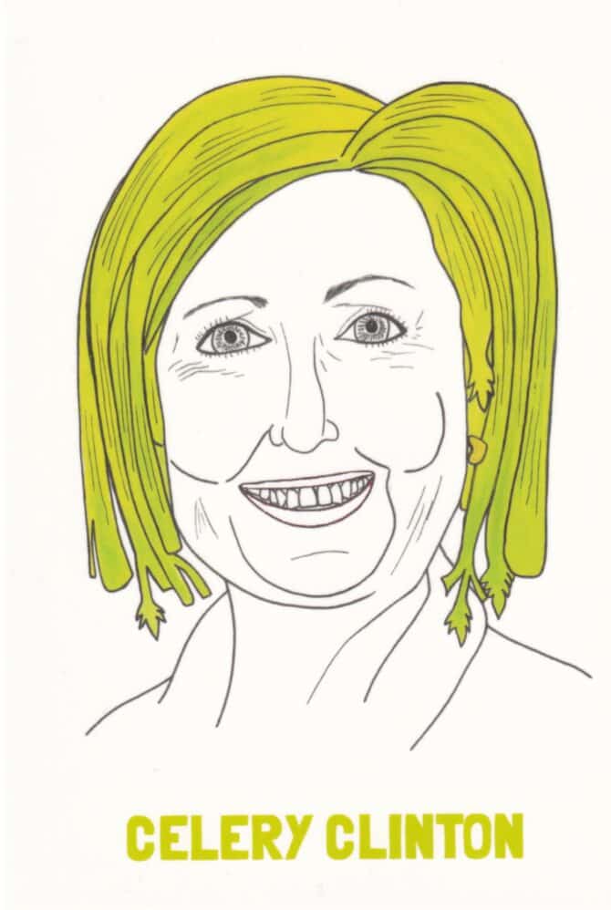 Celery Hillary Clinton Vegetable Celebrity Postcard