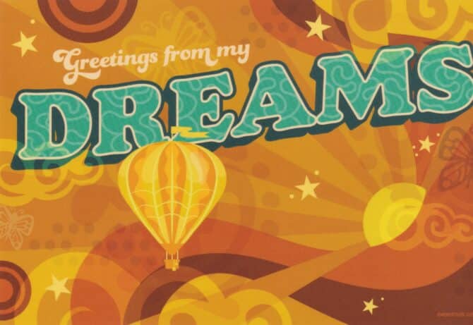 Greetings From My Dreams Hot Air Balloon Postcard