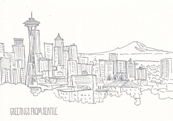 Greetings From Seattle City Skyline Postcard
