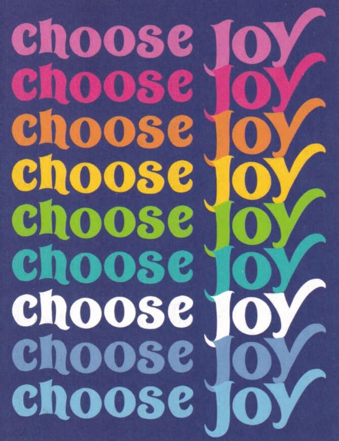 Choose Joy Rainbow Typography Postcard