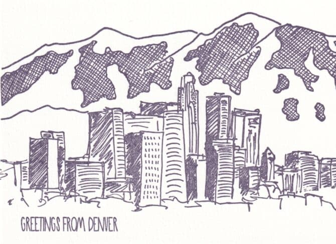 Greetings From Denver Mile High City Skyline Postcard
