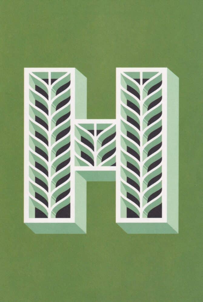 Letter H Postcard