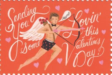 Hey Girl Valentine's Day Postcard Sending You Some Lovin' Cupid Rifle Paper Co.