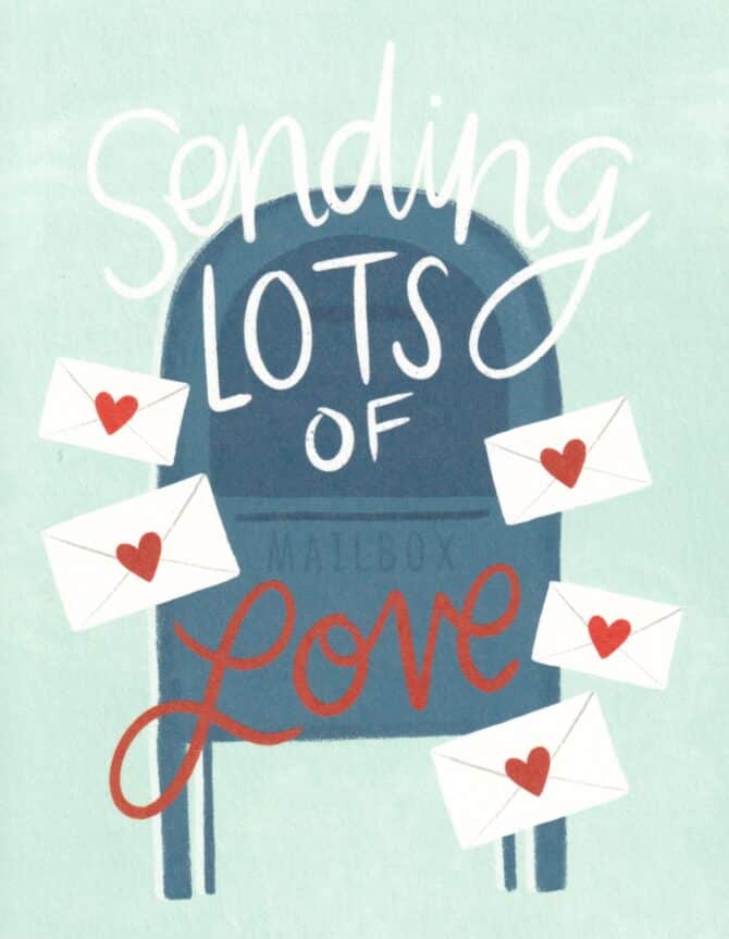 Sending Lots of Love Mailbox Postcard
