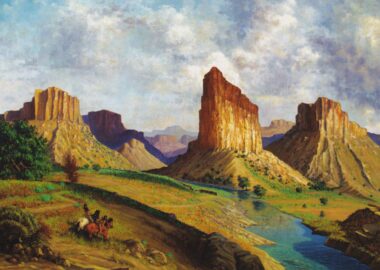Buffalos at Green River Andres Tamez Painting Art Print Postcard