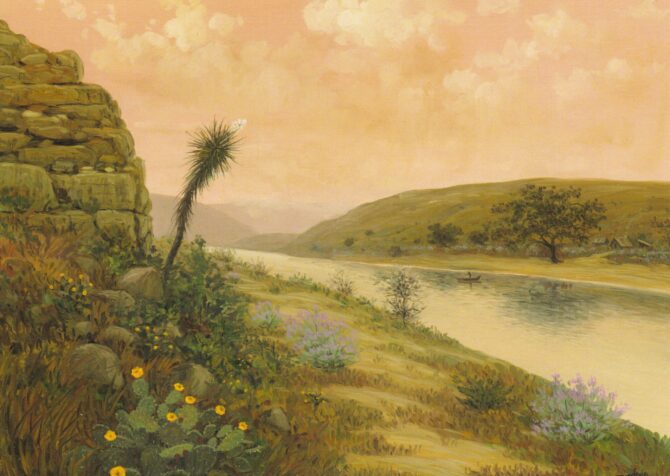 Yucca in the Pink Desert River Landscape Print Postcard