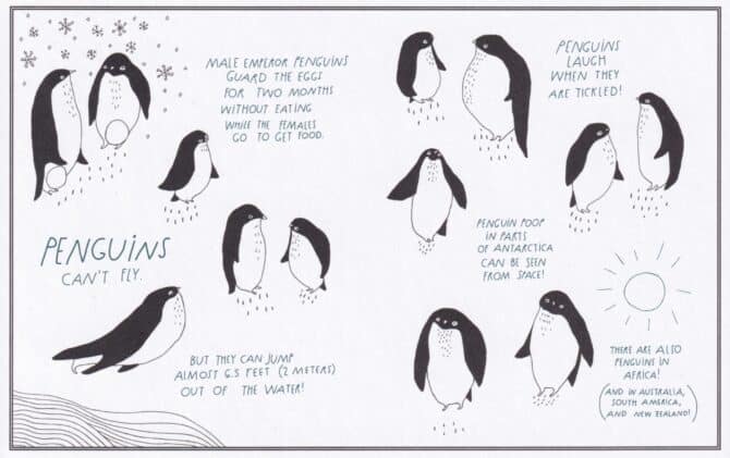 Penguins Amazing Animal Facts Coloring Postcard