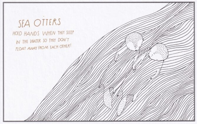 Sea Otters Amazing Animal Facts Coloring Postcard