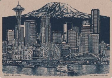 Mt. Rainier Urban Scene of Seattle Postcard by Beth Kerschen