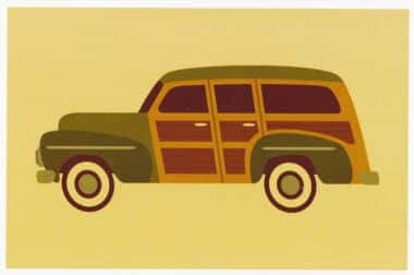 Retro Station Wagon Road Trip Travel Postcard