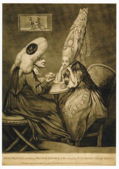 Miss Prattle Consulting Doctor Double Fee About Her Pantheon Head Dress Carington Bowles Etching Postcard Print