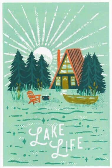 Lake Life Modern A-Frame Cabin Postcard by Lantern Press