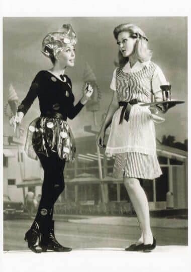 1950s Drive-In Diner Mod Futuristic Outfits Funny Black & White Photography Postcard