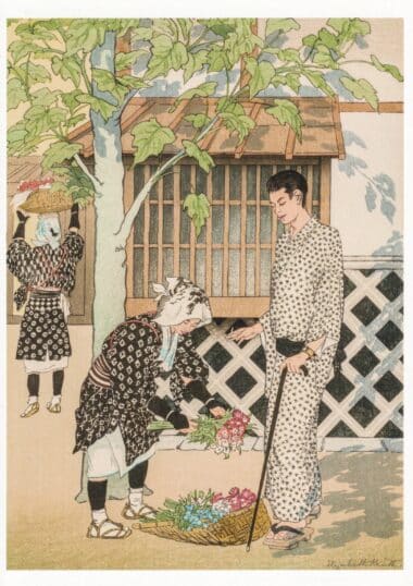 "Black and White" Woodblock Print by Elizabeth Keith Postcard Print