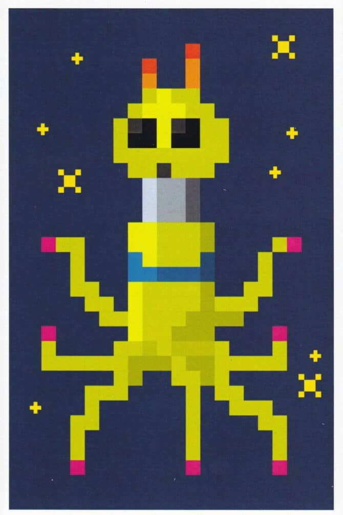 Alien 8-Bit Art Pixel Postcard