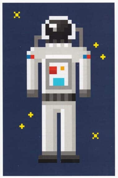 Astronaut 8-Bit Art Pixel Postcard