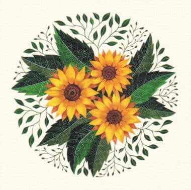 Sunflower Square Floral Postcard