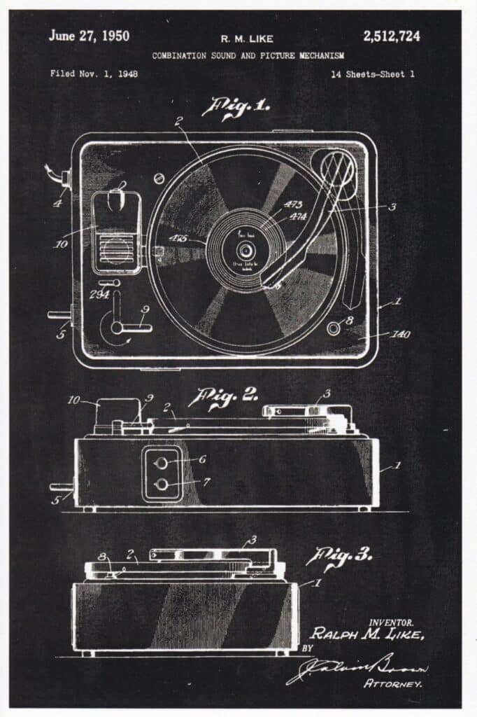 Record Player Patent Postcard - The Postcard Maven