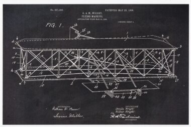 Wright Brothers Airplane Blackboard Patent Postcard