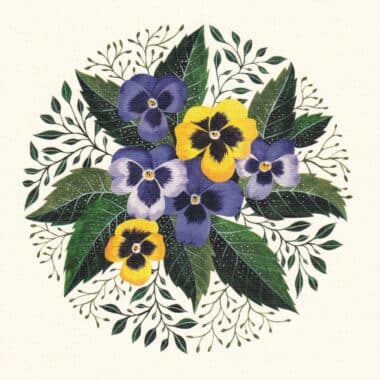 Pansies Square Floral Postcard