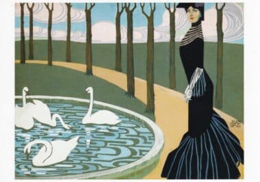 Juan Gris Leda Lady with Swans Postcard Print