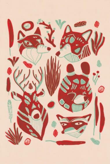 Ojibway Woodland Animals Postcard